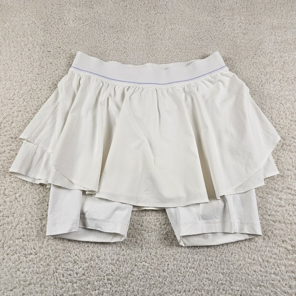Lululemon Tennis Skirt Women's 12 White Court Rival High Rise Athleisure Running